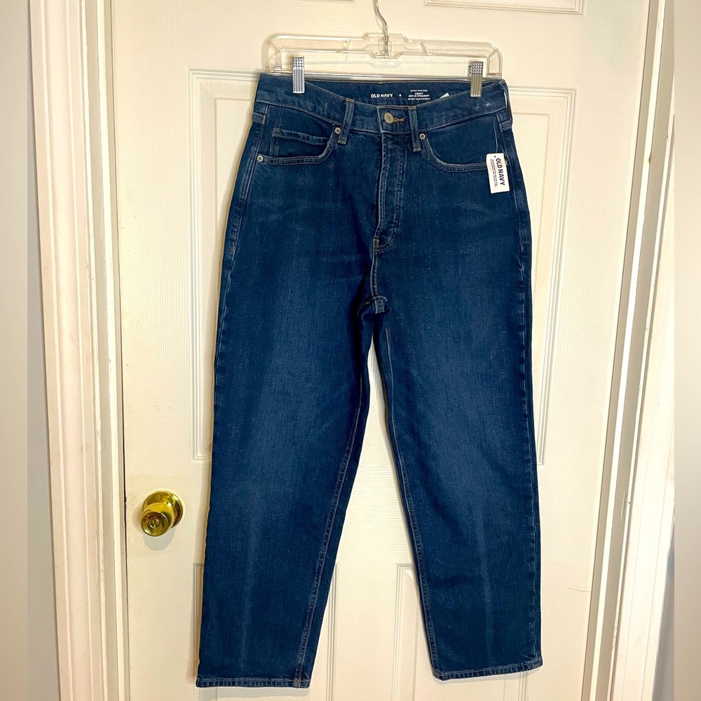 Old Navy Women's Straight Leg Jeans - Dark Blue